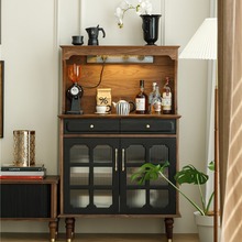 北美黑胡桃木餐边柜一体靠墙储物柜日式简约实木收纳柜客厅展示柜