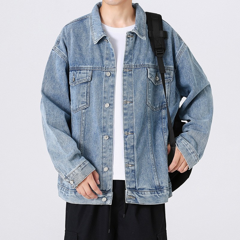 2024春季新款牛仔夹克经典百搭宽松落肩外套男jeans jackets men