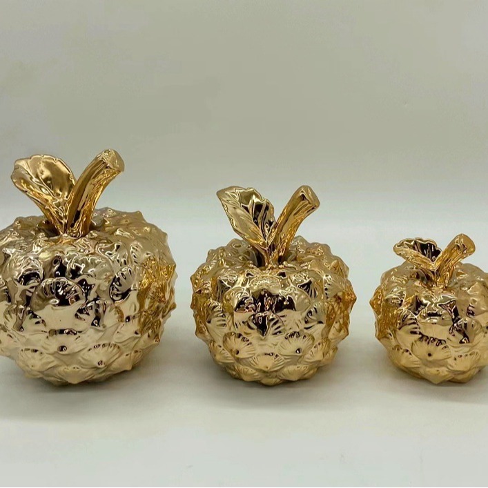 Fruit Apple Plating Golden Champagne Golden Pineapple Pineapple Ceramic Decoration Home Ornament Furnishing Crafts