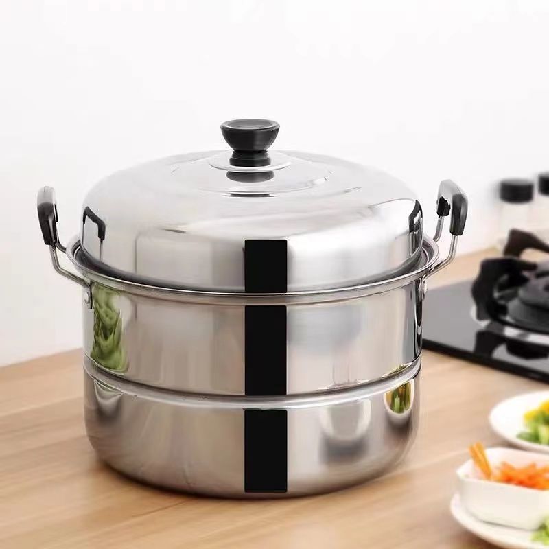 汤锅加厚双层不锈钢蒸锅家用大号蒸馍蒸鱼蒸馒头锅煤气电磁炉锅具