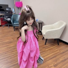 女童吊带连衣裙2024新款韩版时髦中大童吊带裙小女孩洋气公主裙潮