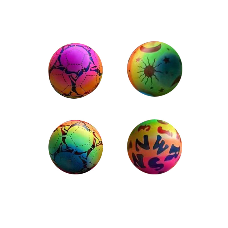 Direct Sales 9-Inch Pvc Thickened Mixed Rainbow Ball Children's Inflatable Pat Ball Color Volleyball Can Be Customized Hang Rope