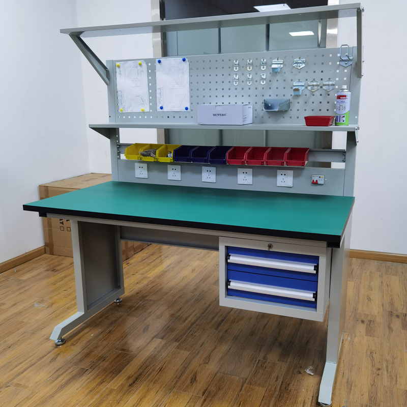 工字脚工作台多功能防静电操作台带抽屉看板灯板电源流水线打包台