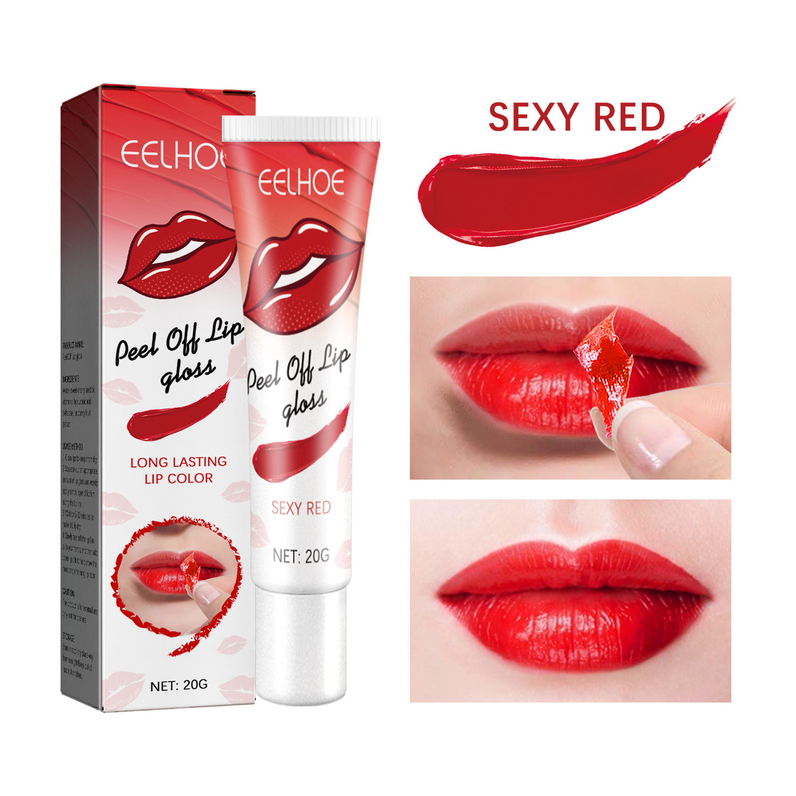 Eelhoe Stripping Lip Gloss Long Lasting Smear-Proof Makeup Moisture Replenishment Easy to Color No Stain on Cup Matte Stripping Lip Gloss