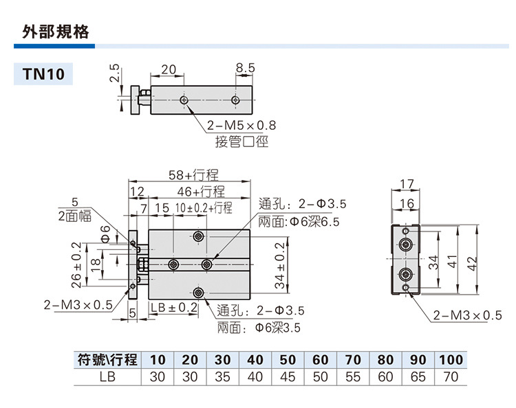 jnc杰恩西小型双轴双杆气缸tn10缸径x15 20 25 30 50薄型气动带磁