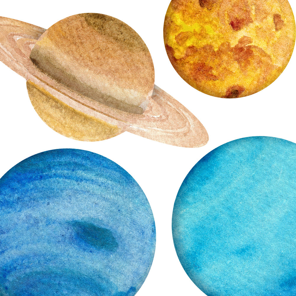 此款九大行星为水彩图案,不同于老款的是:星球的尺寸比原来的老款要小