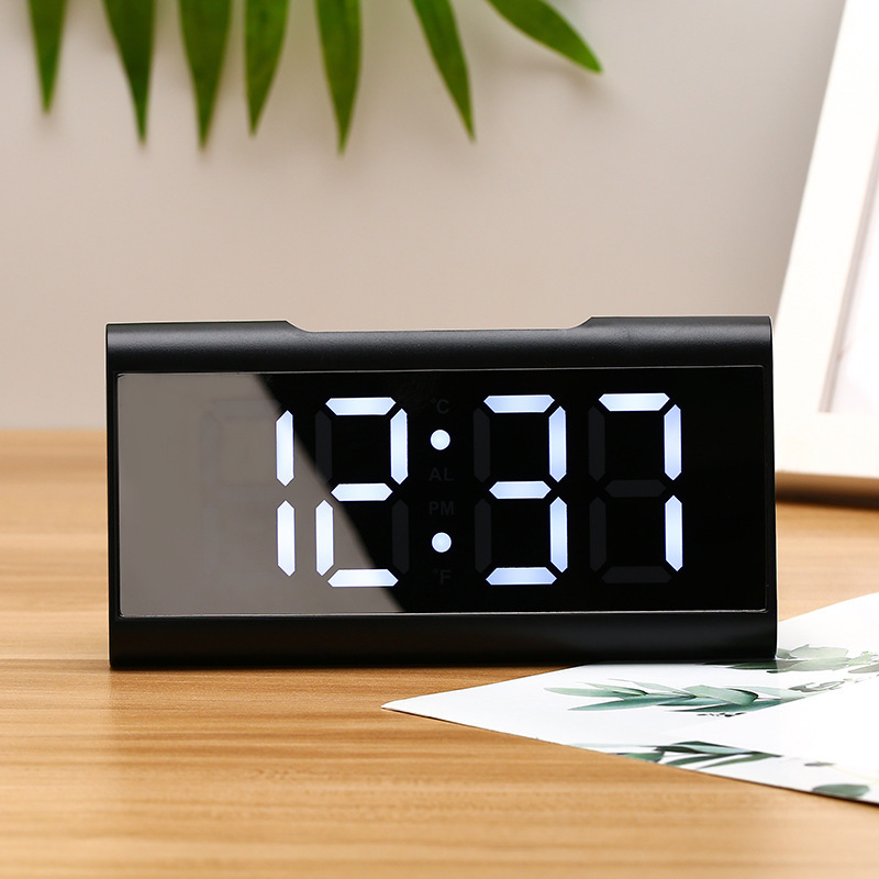 LED Electronic Clock Modern Simple and Fashionable Student Alarm Clock Bedside 6098 Mirror Noiseless Clock