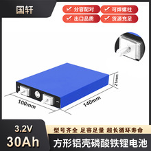 国轩3.2V30Ah磷酸铁锂电芯太阳能电动车储能动力电池12V外贸品质