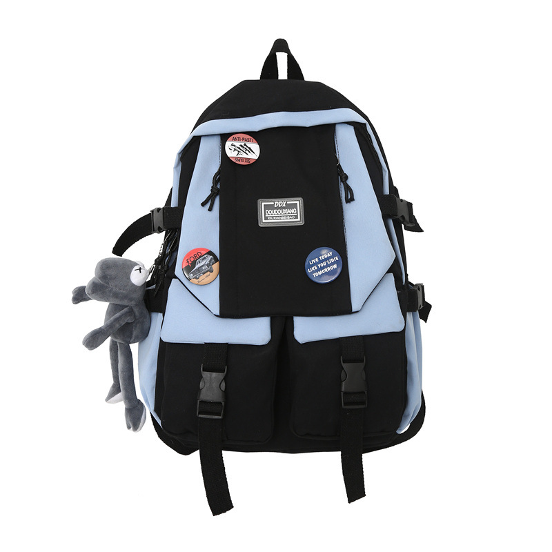 Spring 2022 New Large Capacity Leisure Travel Backpack High School and College Student Campus Nylon Cloth Schoolbag Wholesale