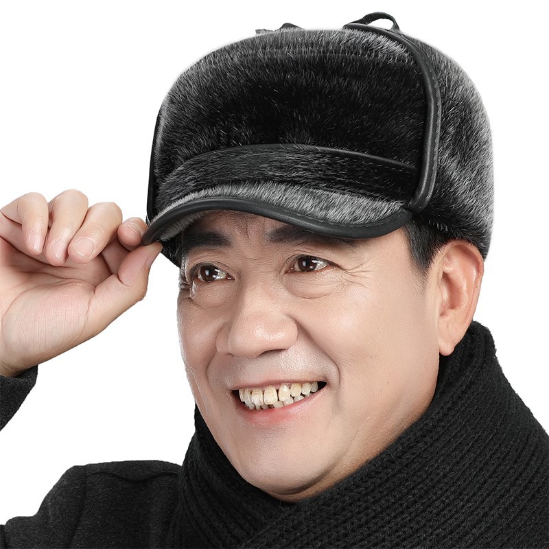 新款老人帽子男冬季中老年棉帽防寒保暖东北护耳帽爷爷老头鸭舌帽