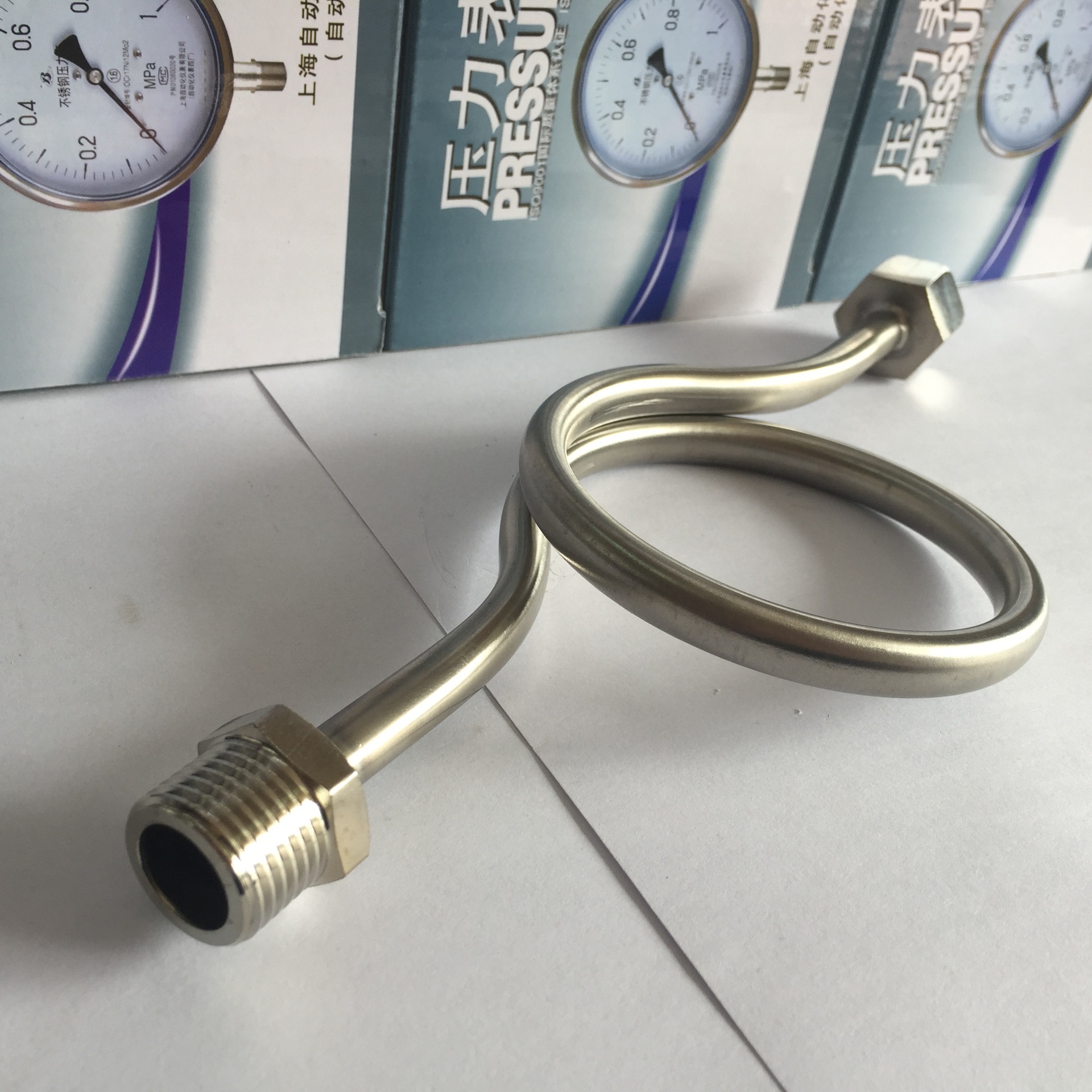 不锈钢压力表缓冲管m14/20*1.5冷凝表弯管加厚