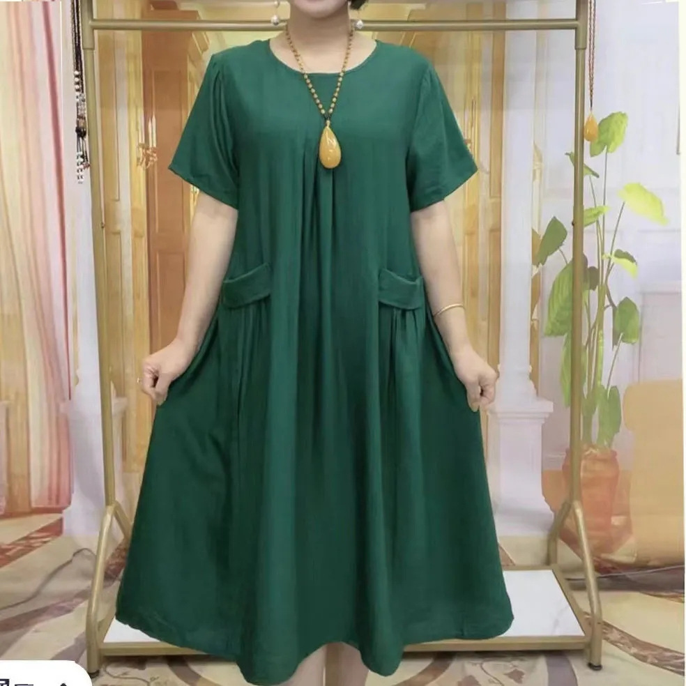 夏季中年胖妈妈裙子加肥加大时尚休闲百搭减龄显瘦新款连衣裙