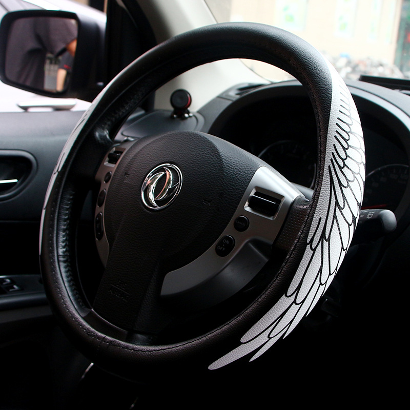 新款卡通汽车方向盘套白色翅膀酷炫四季通用汽车把套 厂家直销