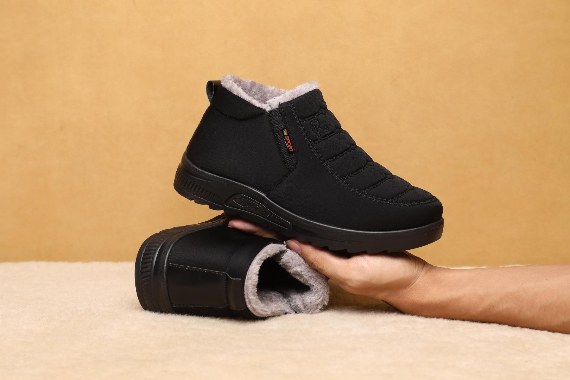 Winter Fleece-lined Thick High-Top Middle-Aged and Elderly Men's and Women's Cotton Shoes Warm Non-Slip Mom and Dad Shoes Extra Thick Elderly Cotton-Padded Shoes