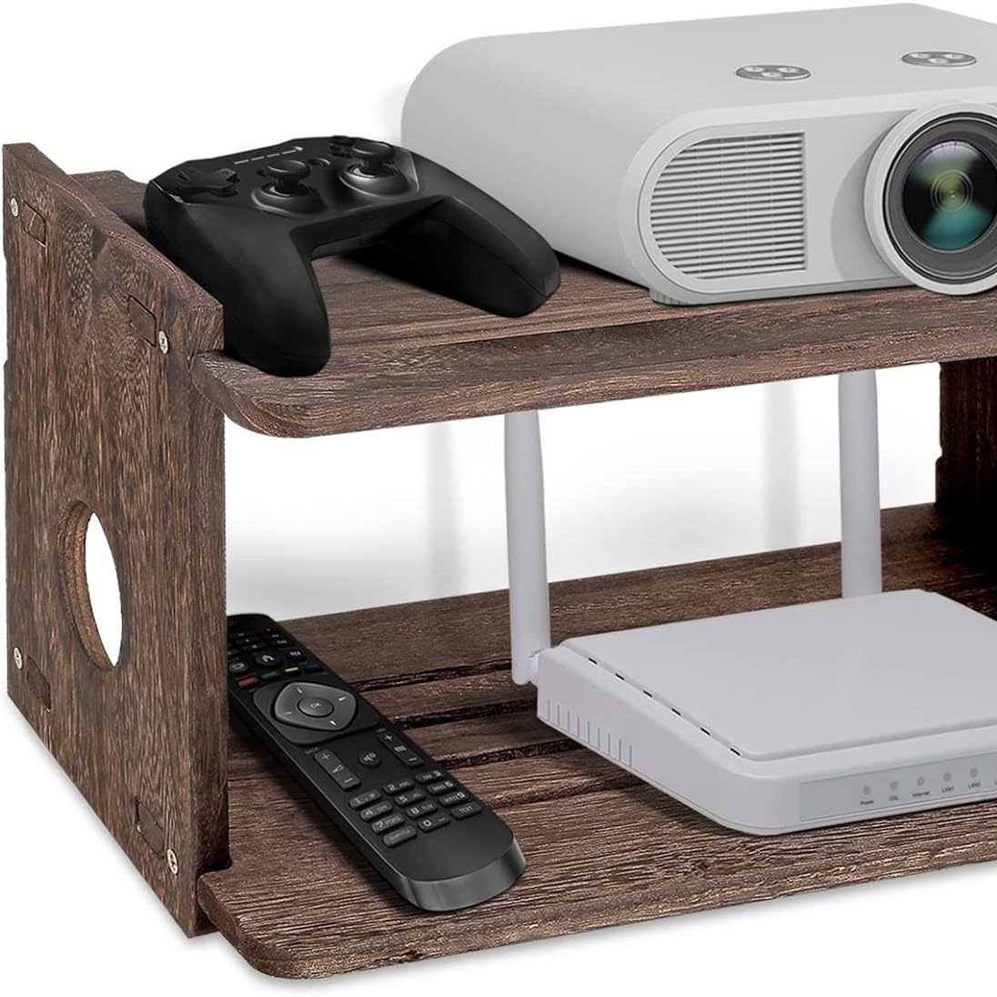 木质置物架浮动投影仪架路由器架支架电视机顶盒wifi木制置物架