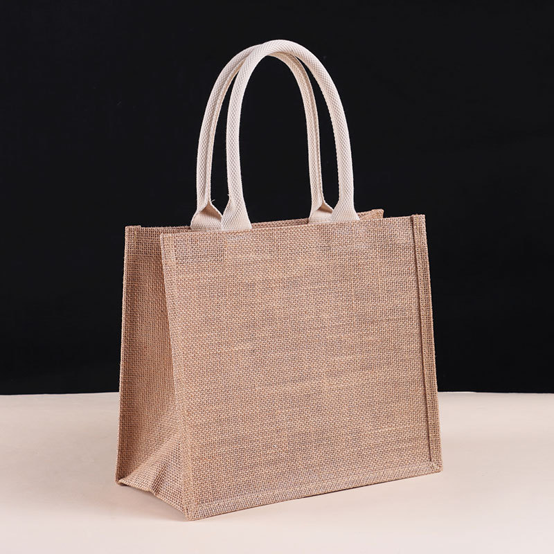 in Stock Wholesale Blank Sack Diy Hand-Painted Hessian Cloth Hand-Held Packing Bags Shopping Bag with Printable Logo