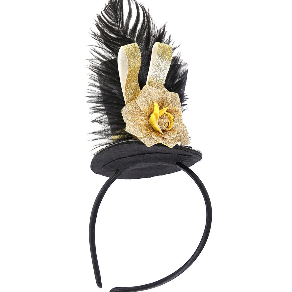 圣诞复古礼帽 乐队士兵帽子发箍万圣节儿童cos表演羽毛帽子头饰