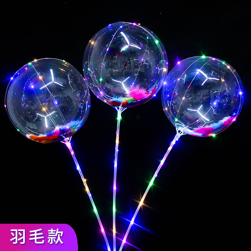 20-Inch Transparent Bounce Ball Wholesale 2023 Internet Celebrity Luminous Toy Stall Supply Children's Luminous Toys Balloon