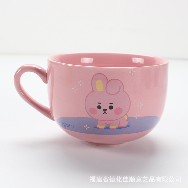 Cross-Border Ceramic Breakfast Cup Oat Cup Large Capacity Bowl Water Cup Female Cute Microwave Oven Heating Milk Coffee Cup