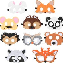 新款万圣节儿童节丛林卡通毛毡面具疯狂浣熊面具眼罩