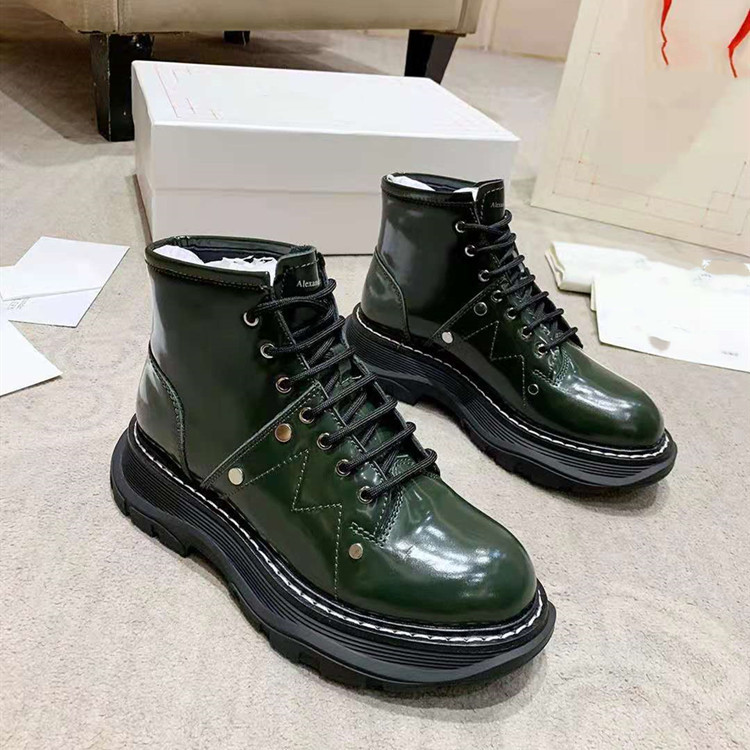 麦昆2020秋冬新款真皮厚底高帮短靴古力娜扎同款情侣款马丁靴