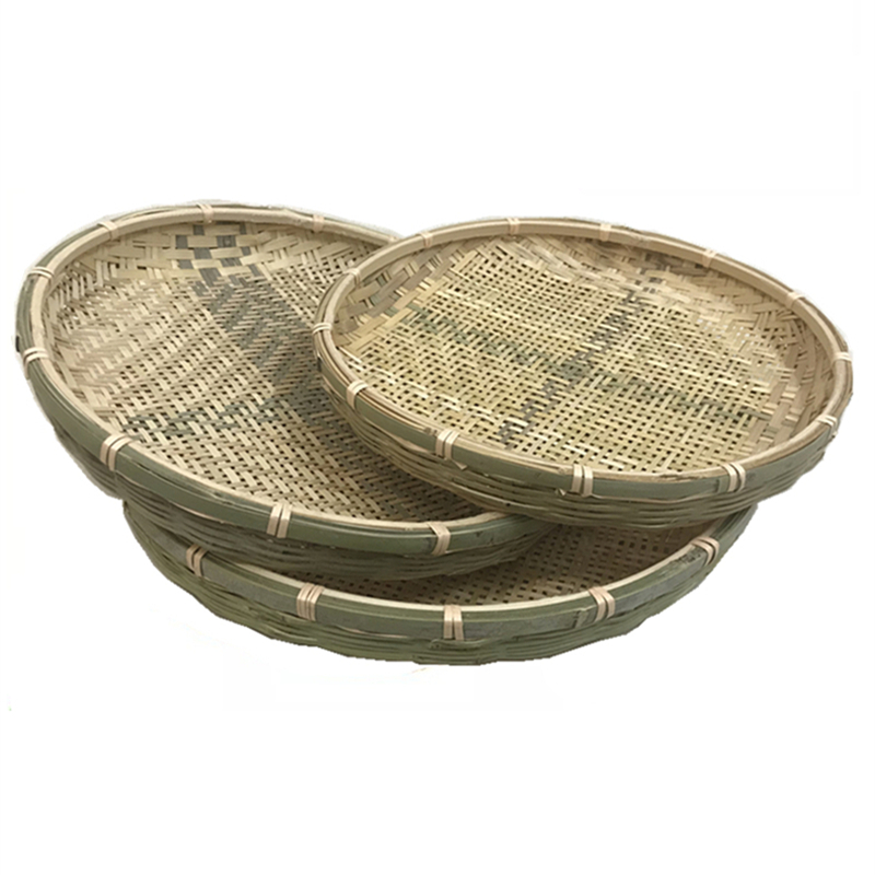 批发竹编竹筛子手编家用圆形簸箕有孔凉晒干货竹筛竹匾米筛竹制品