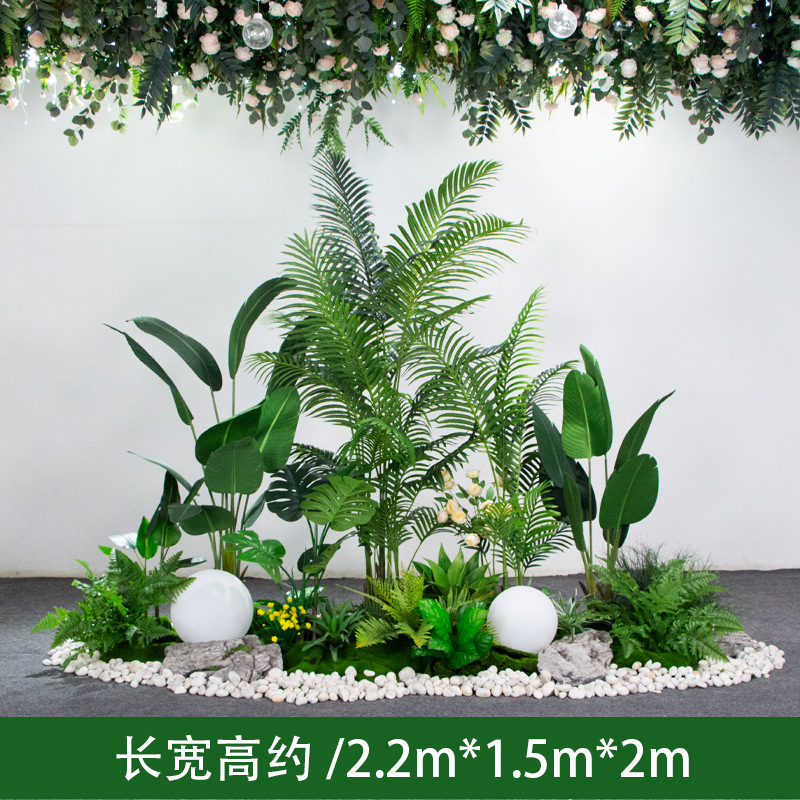 绿植造景植物假装饰室内楼梯间墙角大型景观组合橱窗场景布置