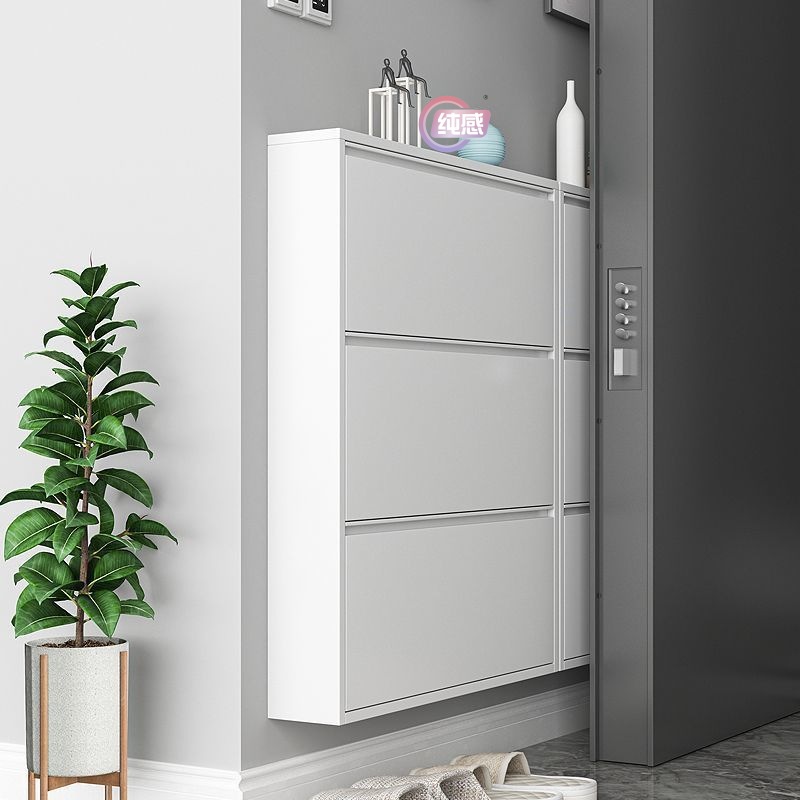 超大容量玄关金属翻斗鞋柜进门靠墙窄柜超薄12cm入户鞋柜家用门口