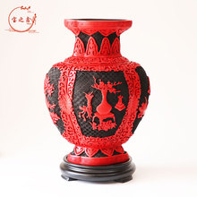 十二寸漆雕花瓶扬州传统漆器家具装饰雕漆工艺品摆件文化纪念礼品