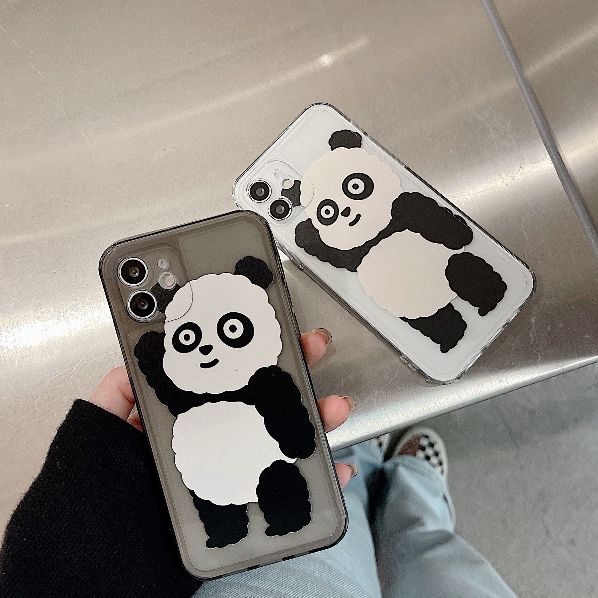 卡通熊猫适用苹果12promax手机壳iphone13min相框软壳xsmax/8plus