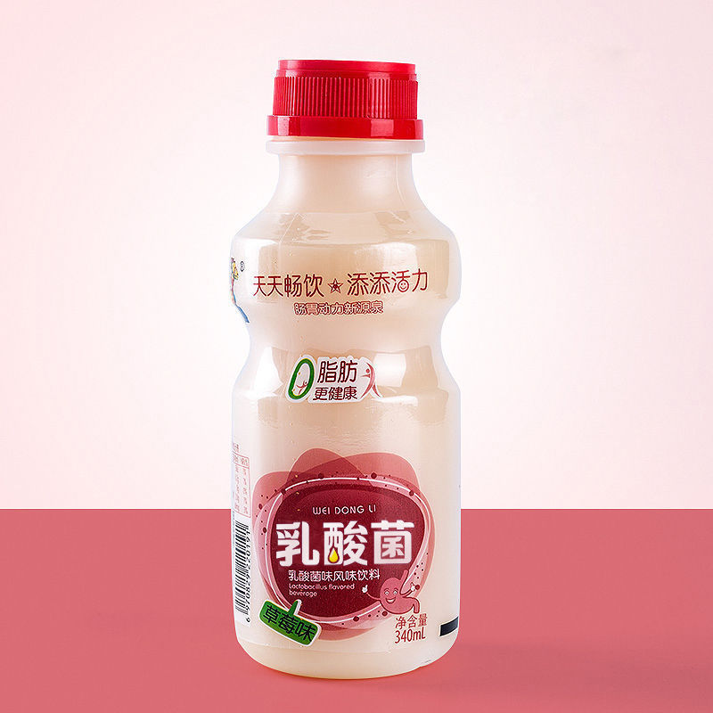 胃动力乳酸菌原味小瓶340ml*12瓶莓牛奶益生元酸奶饮料整箱批发