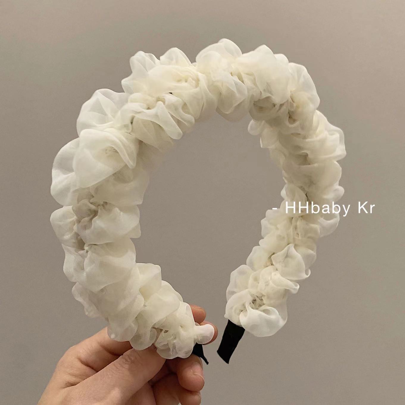 Korean Style Early Spring Fairy Beautiful Hair Accessories Temperament Mesh Pleated Headband Women's High Skull Top Face Washing out Headband Makes Face Look Smaller