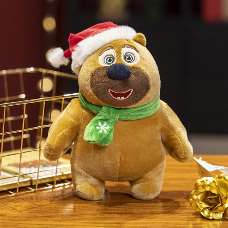 可爱圣诞熊熊公仔熊出没熊大熊二送儿童生日礼物跨境圣诞生日礼物