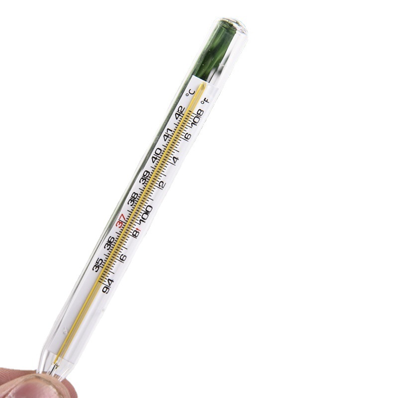 玻璃水银体温计中号腋下单刻度双刻度家用温度计人体温度计