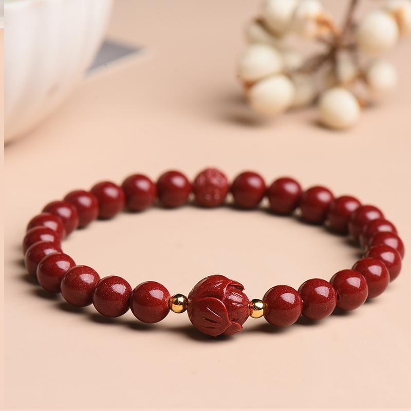 2024朱砂莲花转运珠手链女款礼物复古男士手串龙年本命年高档饰品