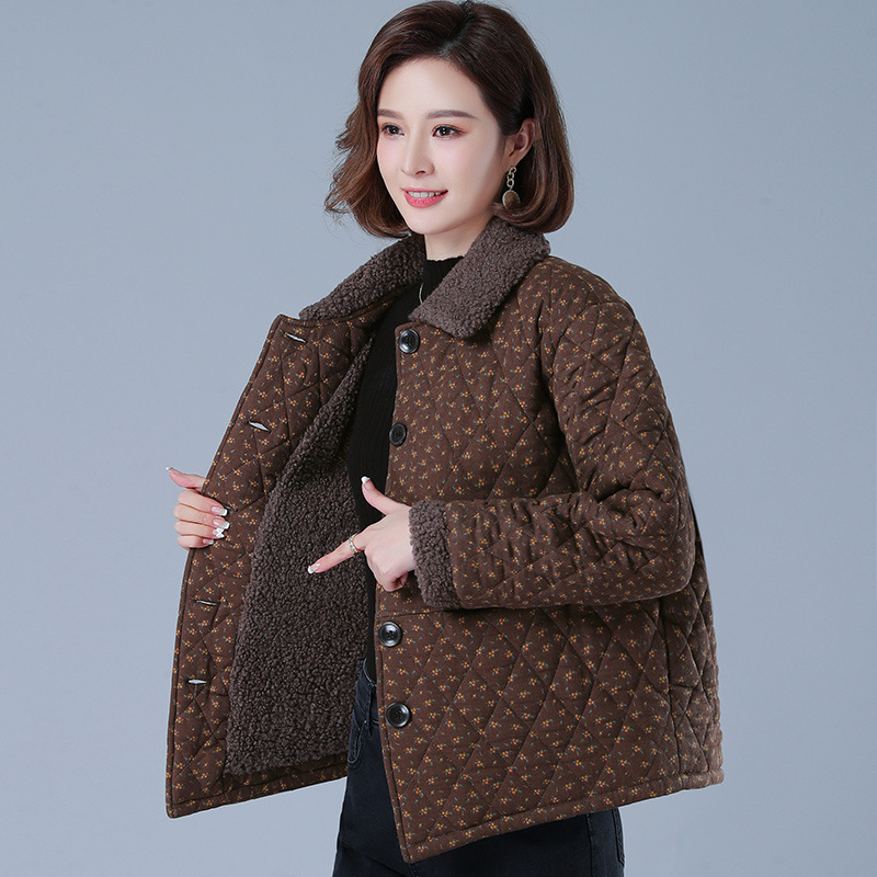 中老年人棉服女短款小棉袄妈妈冬装大码宽松羽绒棉衣加厚夹棉外套