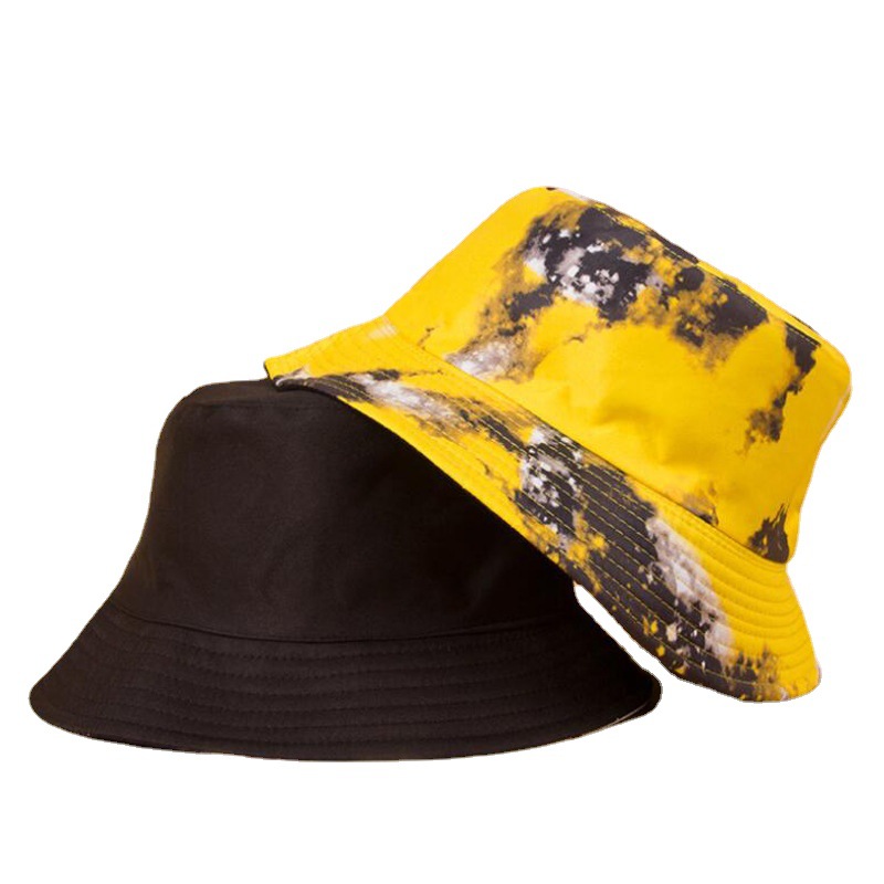 Cross-Border Double-Sided Tie-Dyed Fisherman Hat Men's and Women's Spring and Summer Korean Fashion Printed Sun Protection Hat Sun Hat Bucket Hat