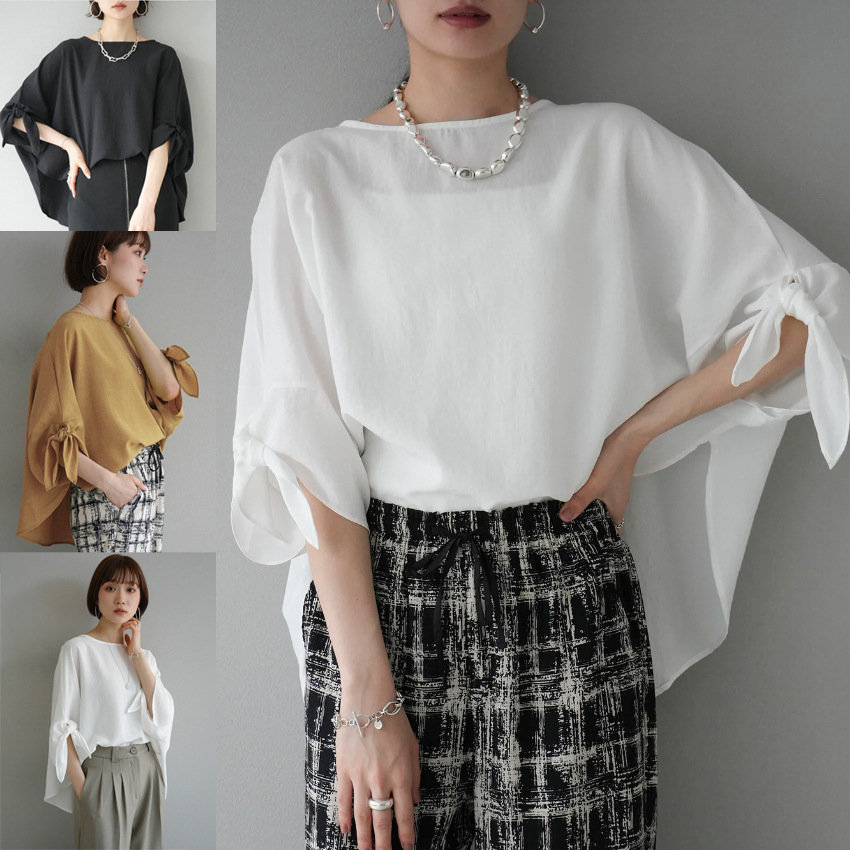 蝴蝶结装饰女宽松不规则女衬衣 时尚女ol白领衬衫-阿里巴巴
