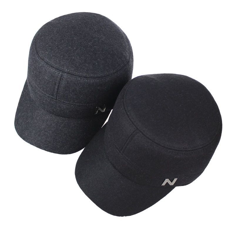 Middle-Aged and Elderly Hat Male Autumn and Winter Old Dad Grandpa Cotton-Padded Cap Fleece-Lined Thickened Peaked Cap Windproof Warm Flat-Top Cap