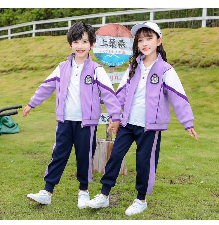 幼儿园园服套装春秋装小学生校服秋季运动会班服儿童紫色三四件套