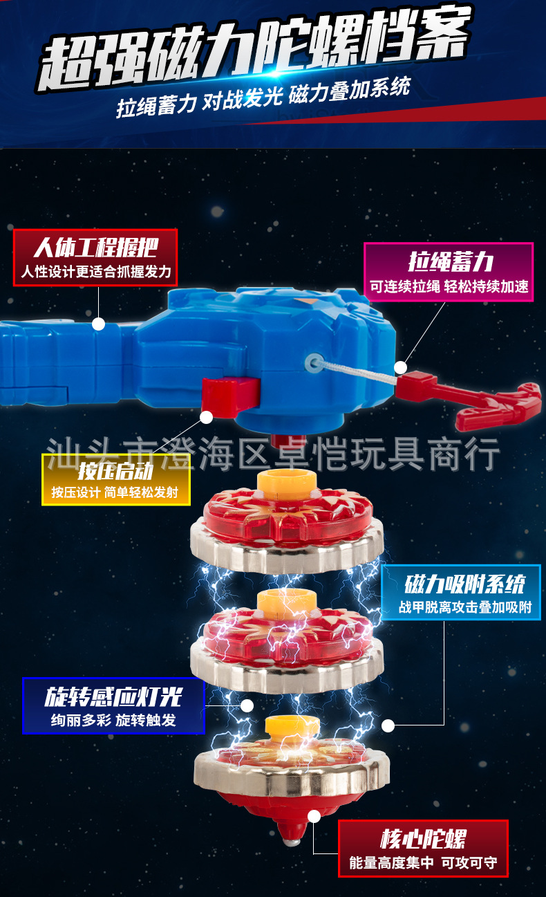 新款超变陀螺战陀套装儿童玩具二星爆甲合体灯光升级版合金版陀螺
