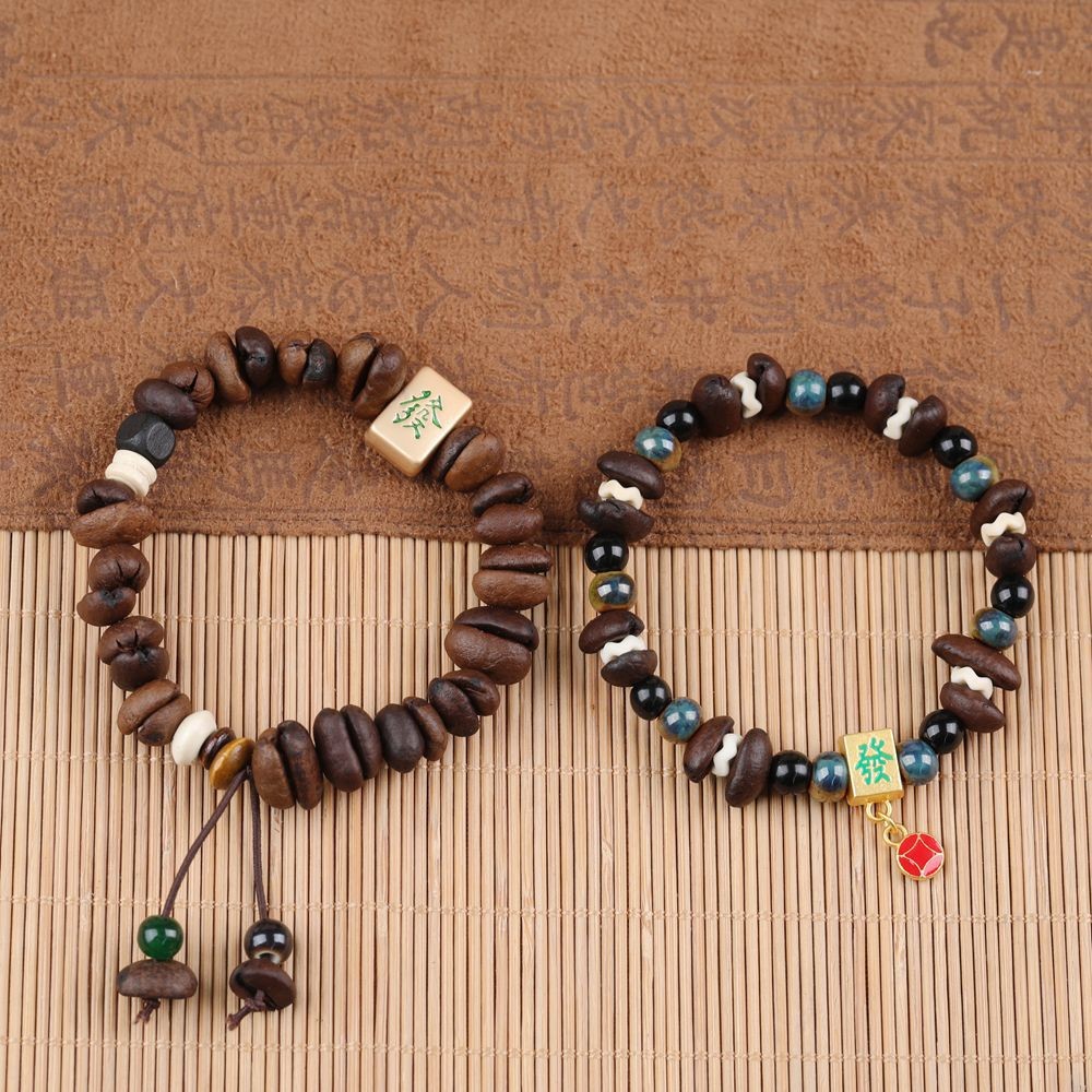 发财咖啡豆串珠陶瓷手链 女生闺蜜情侣小众设计可爱鱼系摆摊批发