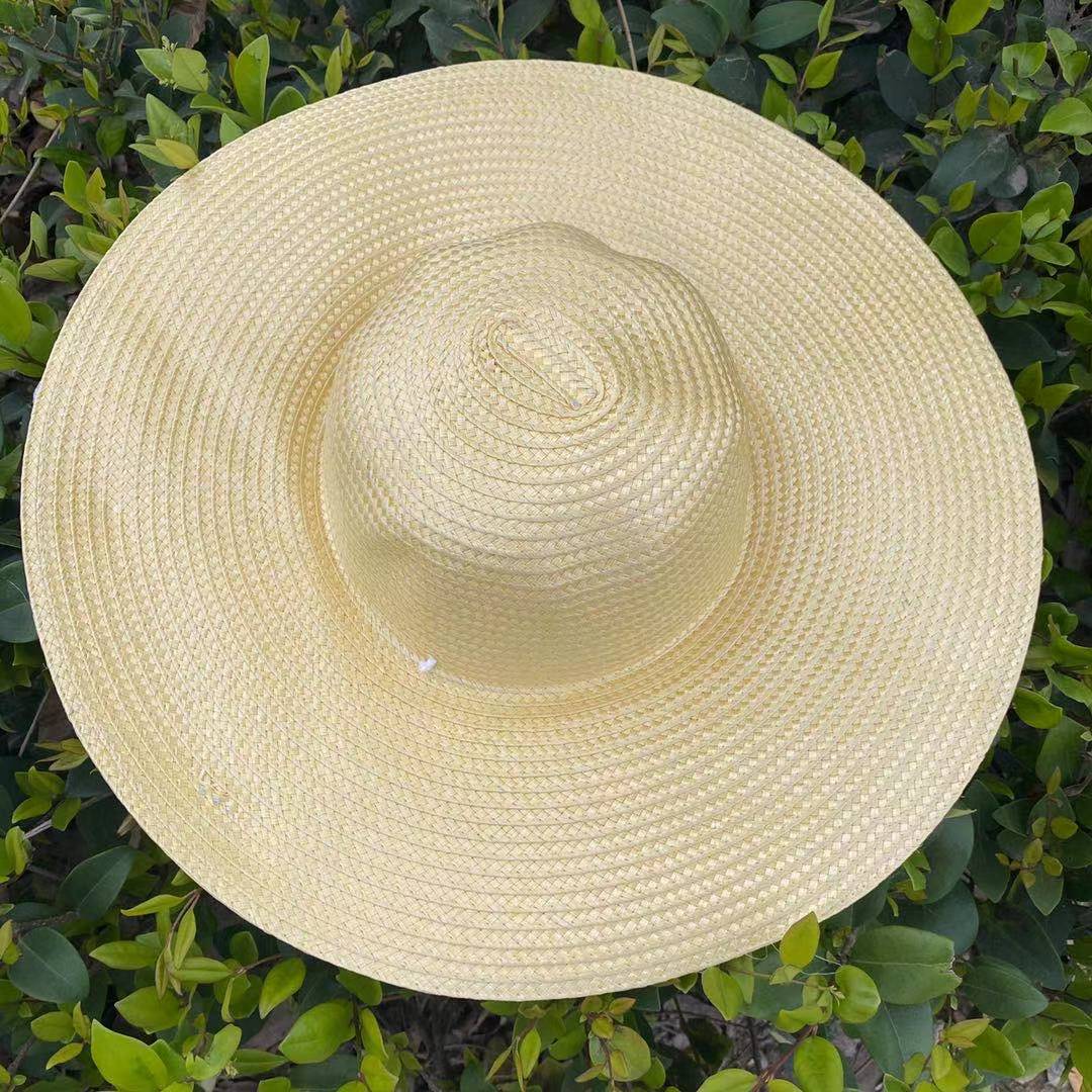 农民草帽遮阳防晒帽劳保用品可印字宣传广告帽子塑料草帽42cm大檐