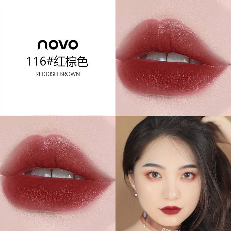 Novo5351 a Touch of Color Love Mist Velvet Air Lip Lacquer Waterproof Colorfast No Stain on Cup Soft Matte Texture