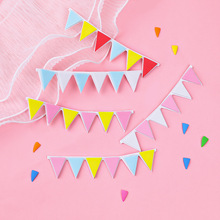 EVA海绵彩旗蛋糕装饰彩色三角拉旗生日派对满月周岁派对插件配件