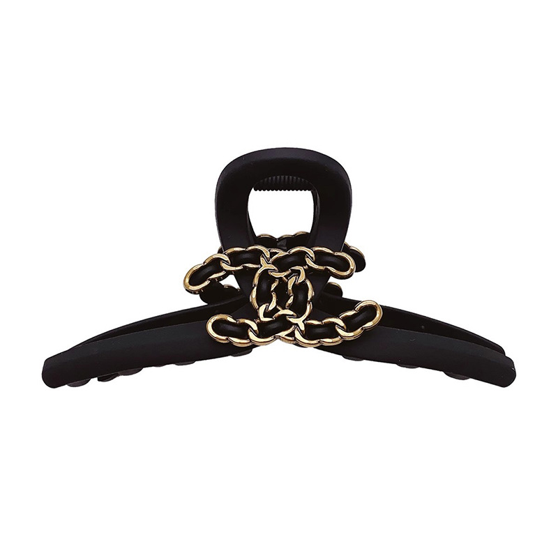 French Retro Black Chanel Style Grip Women's Back Head Updo Hairpin Headdress Online Influencer Refined Frosted Shark Clip