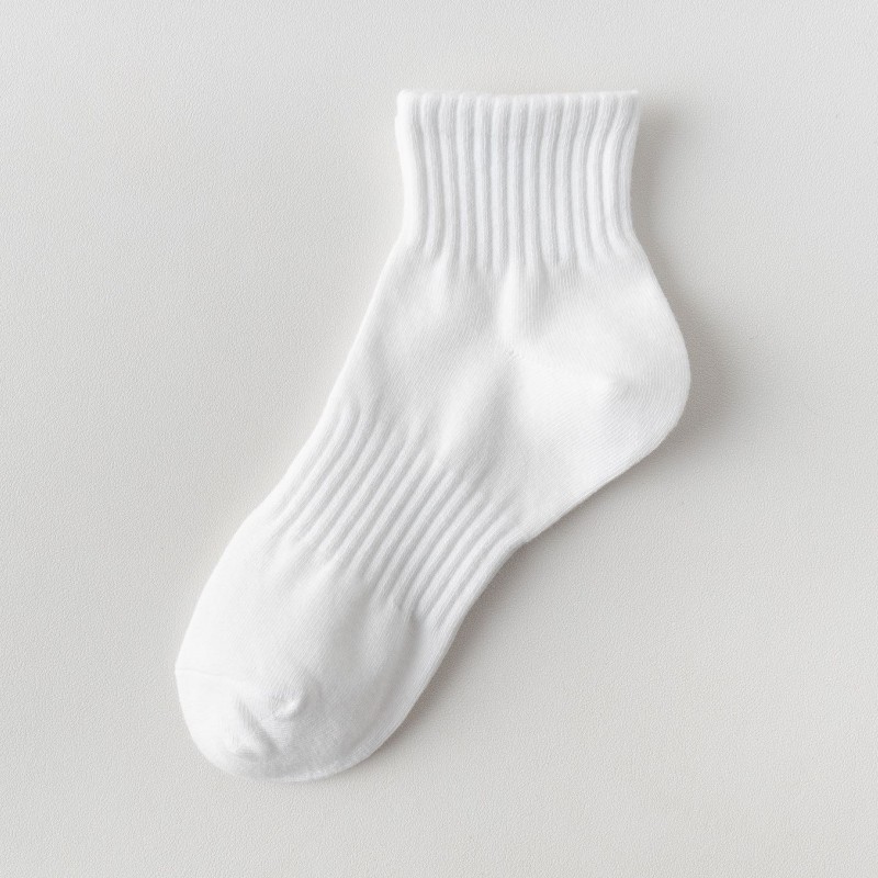 Women's Socks Four Seasons Tube Socks Women's Solid Color Male Socks Sports Casual Cotton Socks Sweat-Absorbent Black and White Long Socks Women's Socks Men's Socks