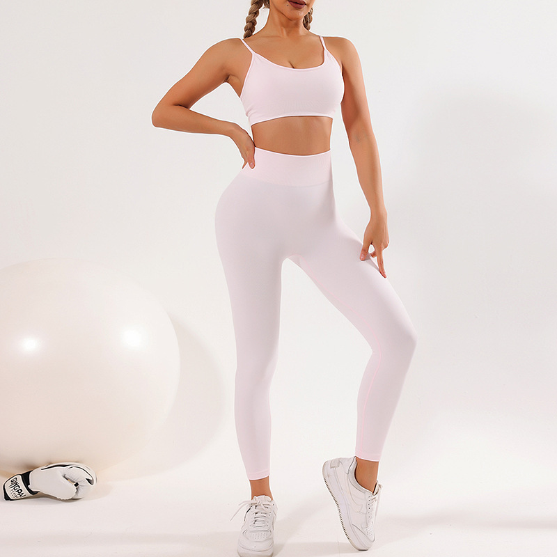 European and American New Seamless Yoga Suit Women's Strap Yoga Clothes Bra Hip Raise Yoga Pants Exercise Workout Pants