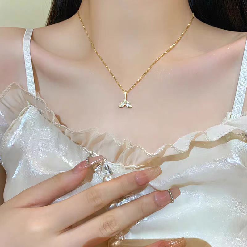 时尚鱼尾项链女2024年新款夏季轻奢小众锁骨链气质高级设计感颈链