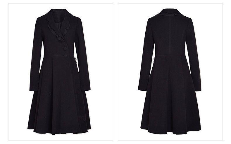 新款烟花外套毛呢大衣呢大衣修身收腰显瘦减龄中长款秋冬女离离水